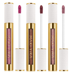 Maki Yika 3pc metallic lipstick packaging, premium and gift-ready.