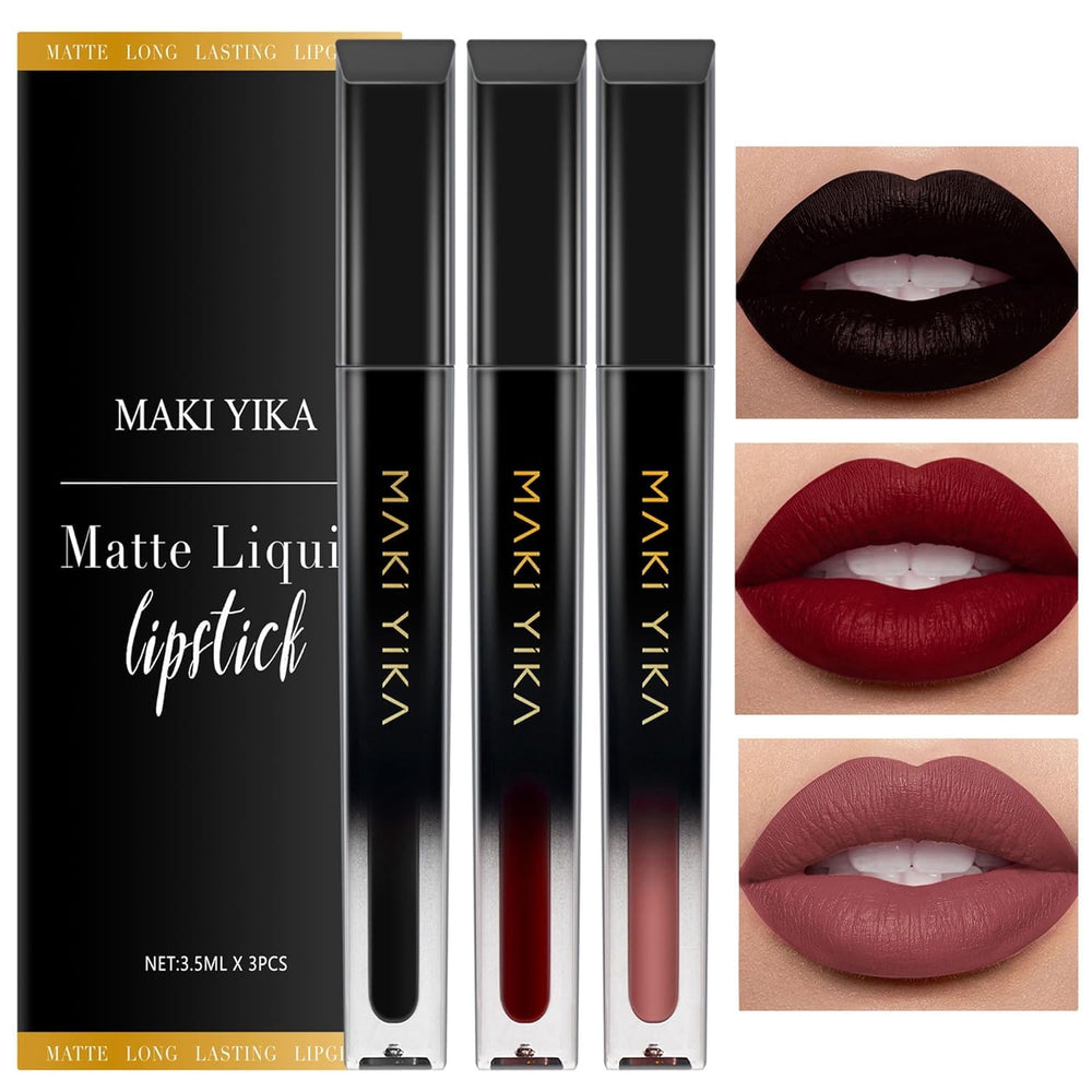 MAKI YIKA 3Pcs matte lipsticks set in red for bold day-to-night color