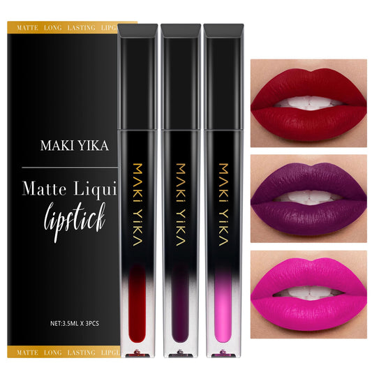 MAKI YIKA matte lipstick set displayed in packaging, ideal for gifting.
