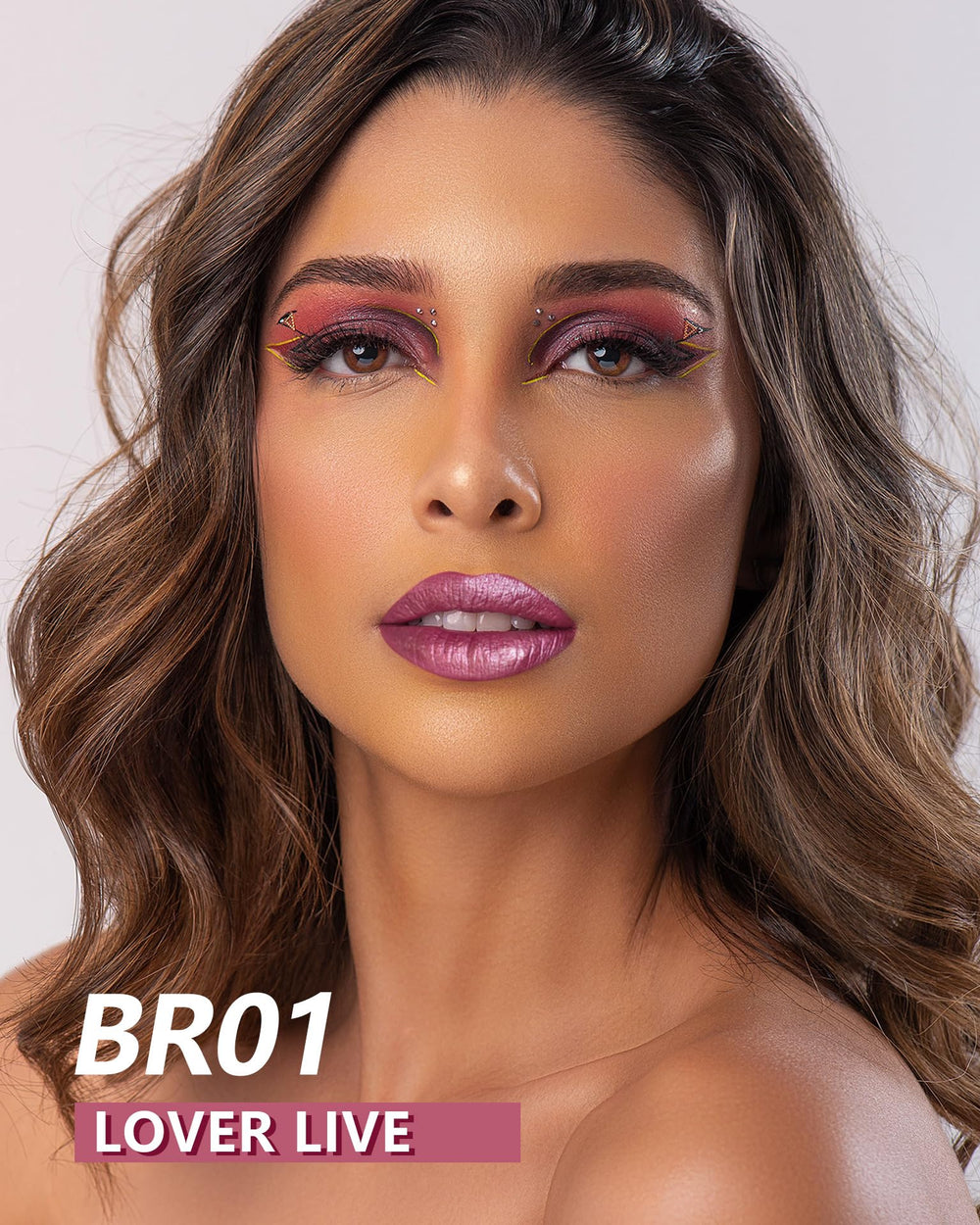 Brown swatch from Maki Yika metallic lipstick for warm tones.