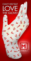 Malcolm's Miracle Love Moisturizing Gloves box front showing USA-made quality