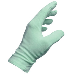 Malcolm's Miracle moisturizing gloves on hand provide snug, breathable warmth while absorbing lotion.