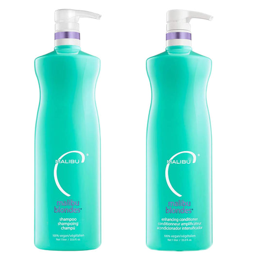 Malibu C Blondes Enhancing Shampoo bottle shows color protection and shine for blondes