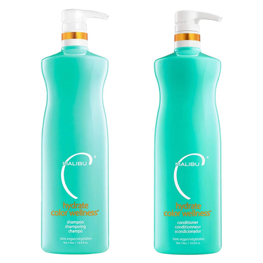 Malibu C Hydrate Color Shampoo bottle highlighting color-safe hydration benefits.