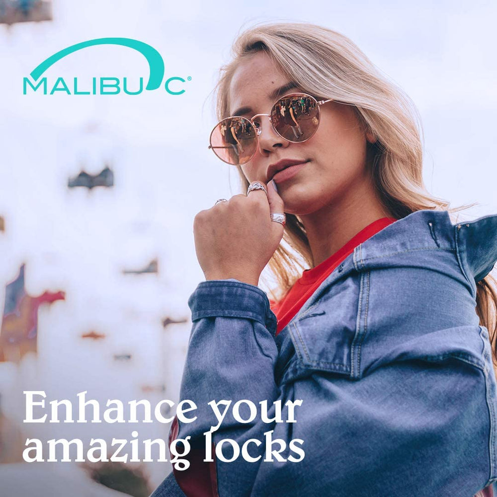 Cruelty-free packaging emblem on packet underscores Malibu C's eco-conscious approach.