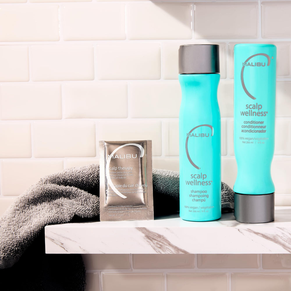 Hair shows shine and moisture after using Malibu C.