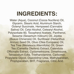 Malibu Tan label closeup highlights hemp blend and moisturizing promise