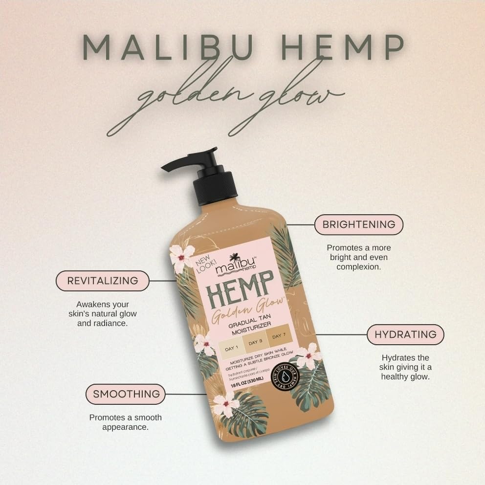 Smooth, bronzed skin after regular Malibu Tan Hemp Golden Glow use.