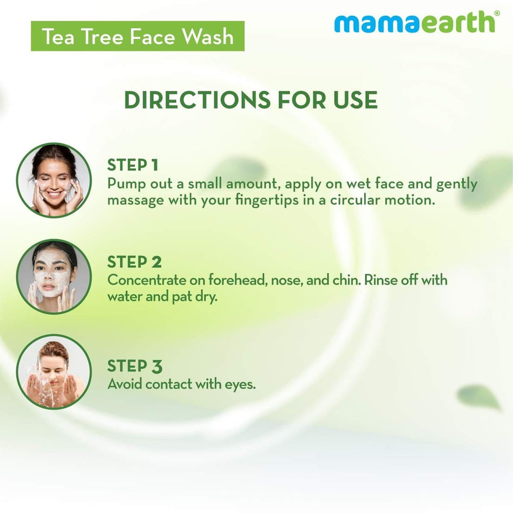 Neem leaves imagery highlights soothing, everyday cleansing with Mamaearth.