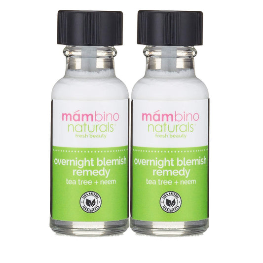 Mambino Organics Overnight Blemish Roll-On 2-pack shown for targeted night care