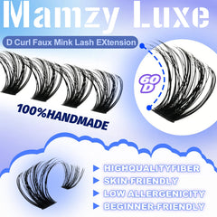 Mamzy Luxe Clusters being applied demonstrates easy DIY lash look creation.