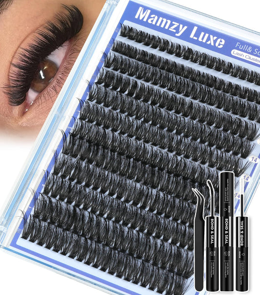 Mamzy Luxe fluffy lash clusters 80D DCurl for natural-looking lift and comfort.
