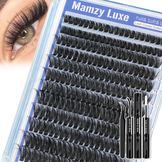 Mamzy Luxe Fluffy Lash Clusters Kit 60D bundle enables at-home DIY glam upgrade.