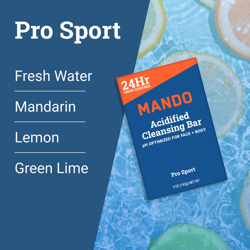 Mando 4-in-1 cleansing bar deodorant use suggesting all-day freshness