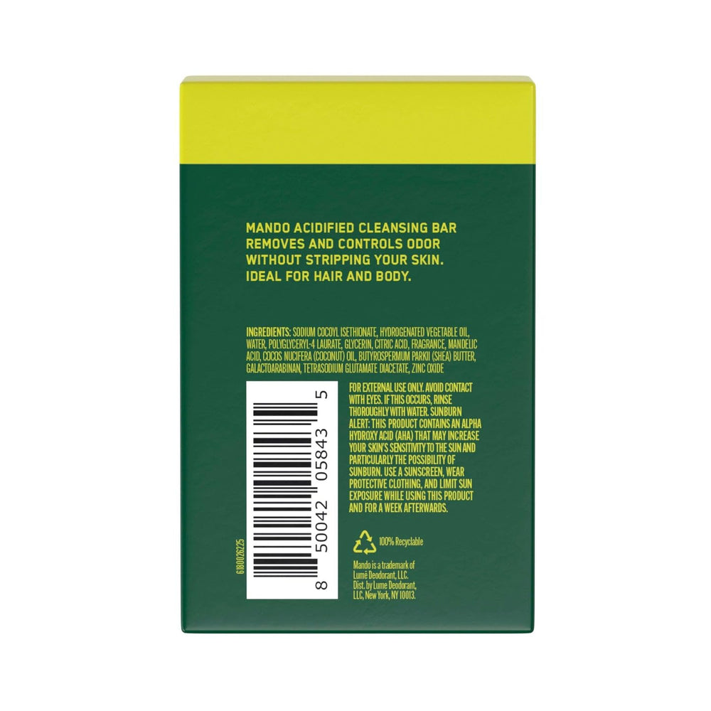 Close-up of mandelic acid formulation in Mando bar for balanced pH.