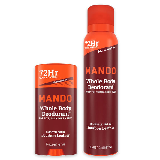 Mando Bourbon Leather solid stick for targeted odor control.