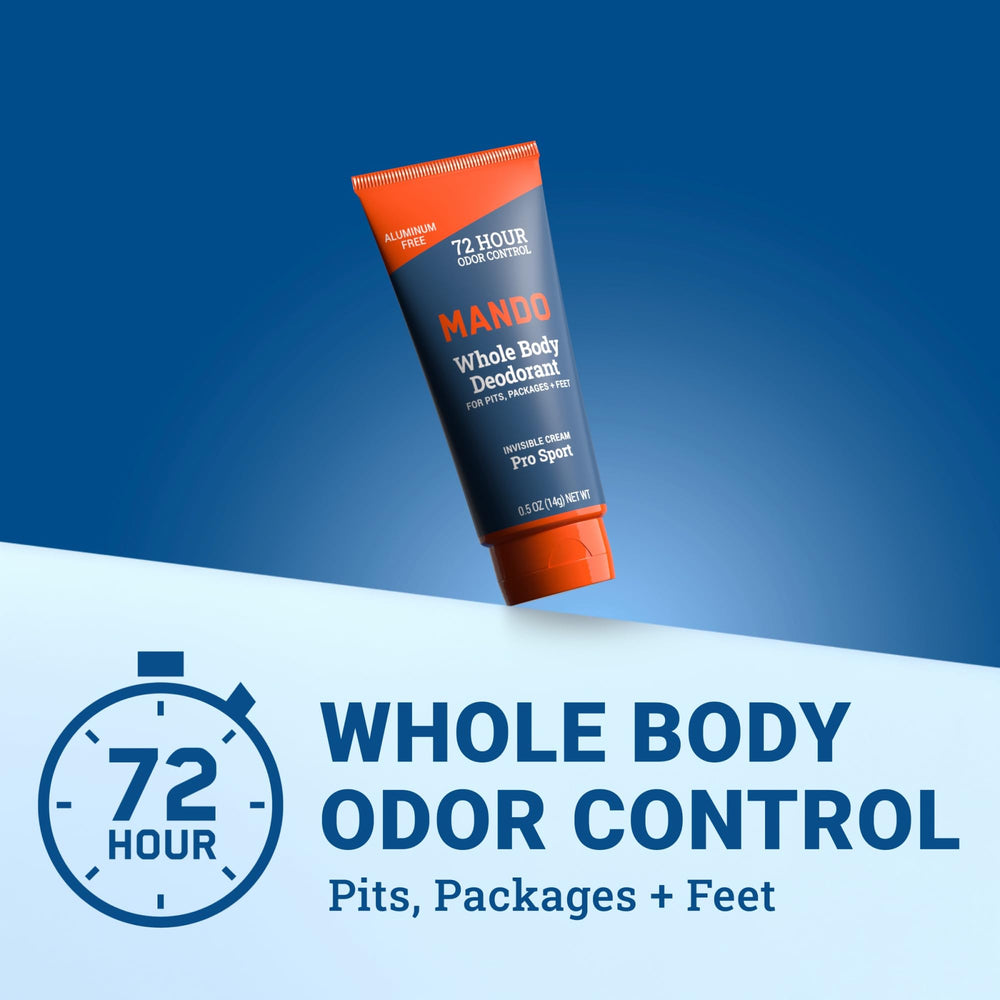 Mando invisible-spray travel-size for quick, skin-friendly odor defense.