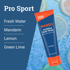 Ingredients panel features mandelic acid for cleansing support in Mando Odor Shield.