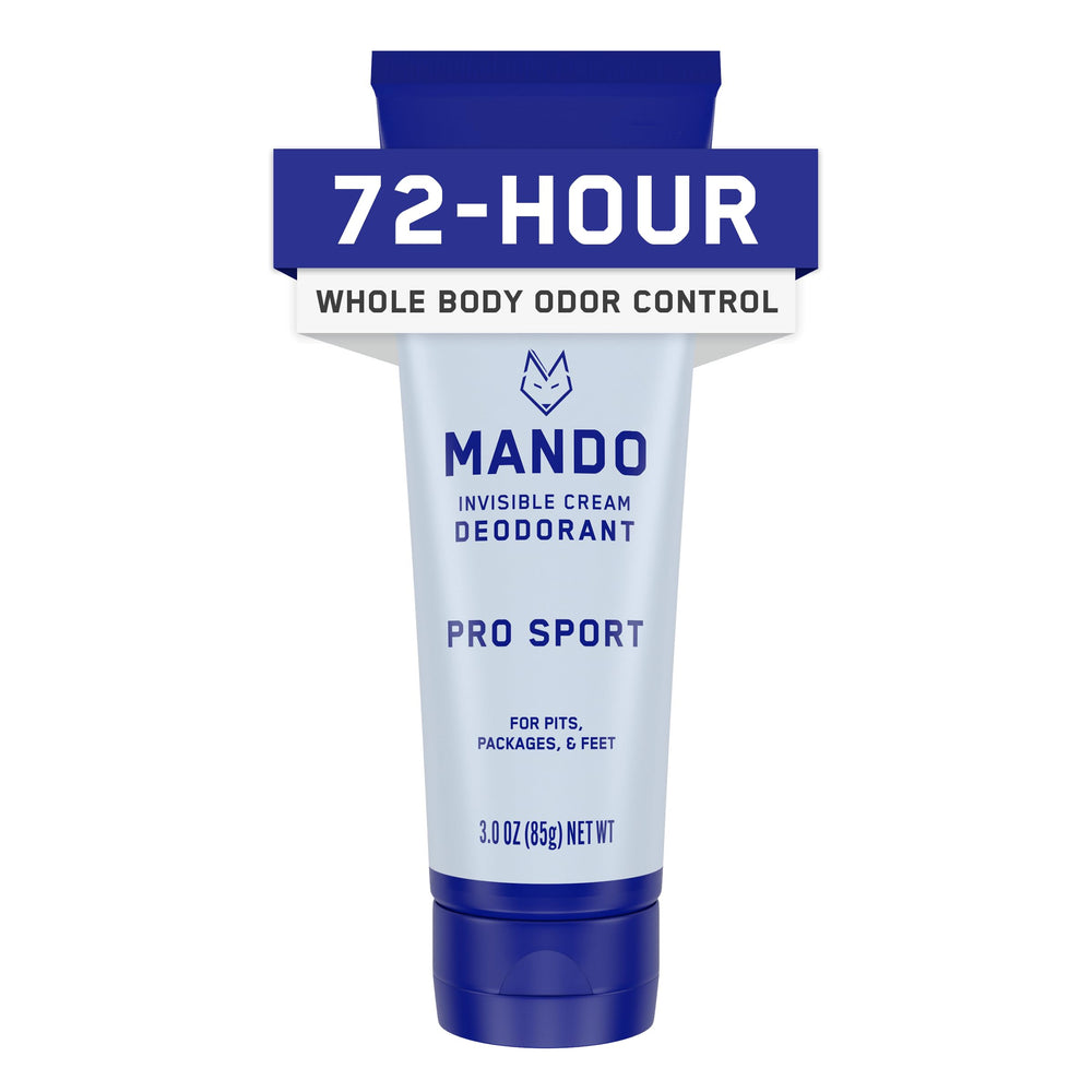 Mando Pro Sport deodorant tube ready for daily odor control with skin-safe formula.