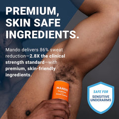 Mando Pro Sport skin-safe ingredients pack shows dermatologist-approved formula