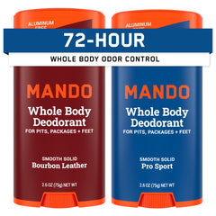 Mando Bourbon Leather deodorant stick for all-day odor control.