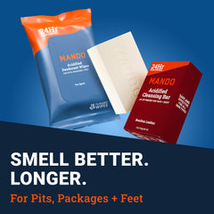 Mando Bourbon Leather scent packaging with rugged leather vibe