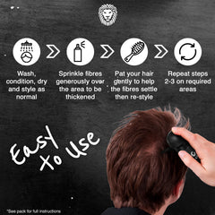 MANE Hair Building Fibers restore natural root appearance across the crown.