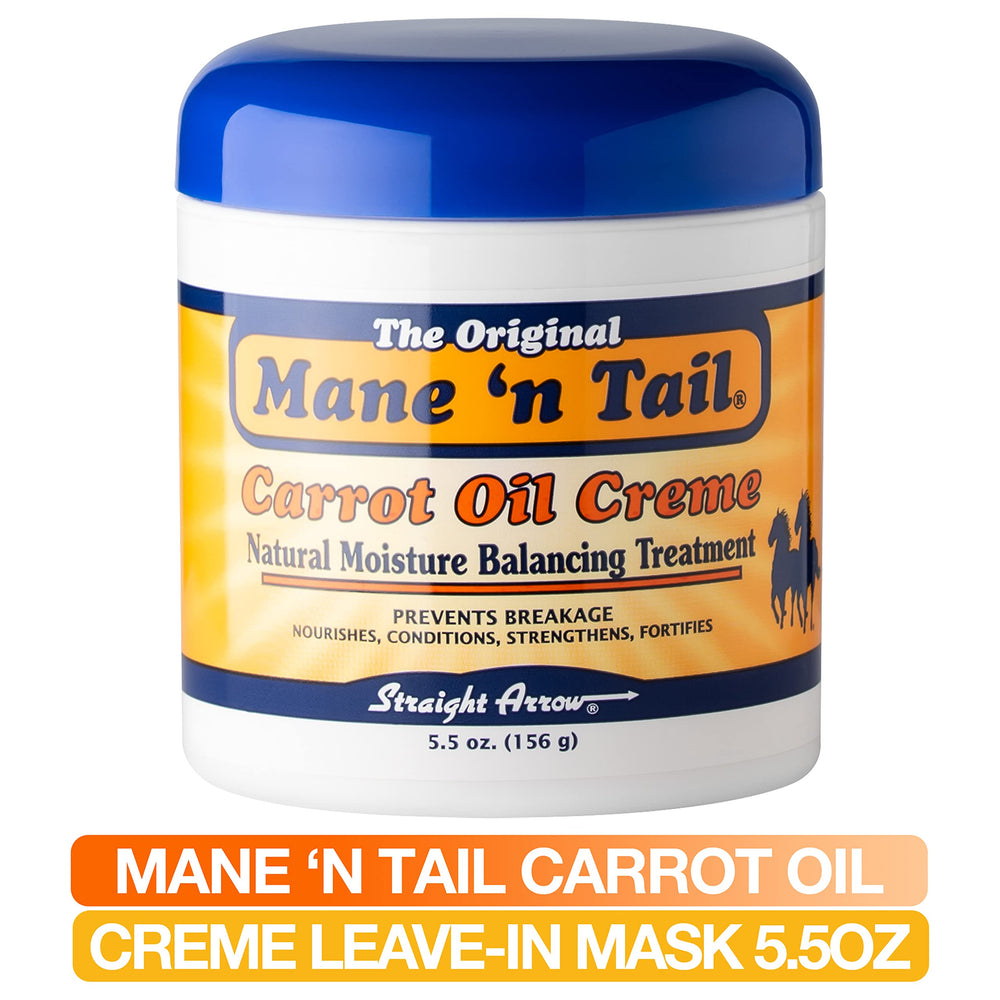 Mane 'n Tail Carrot Oil Creme applying to hair demonstrates leave-in use