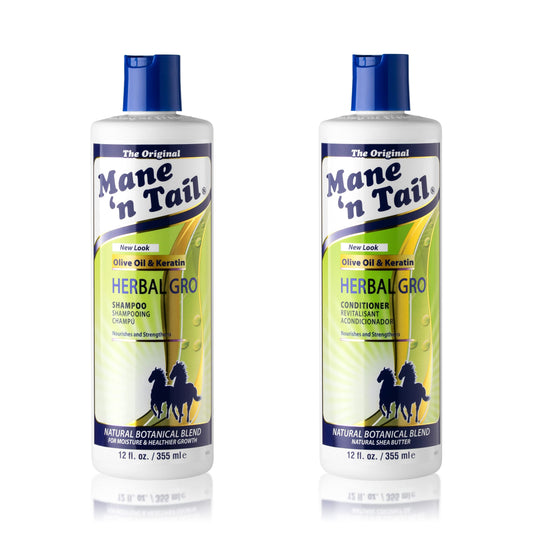Mane 'n Tail Herbal Gro Shampoo bottle highlighting strengthening formula for hair
