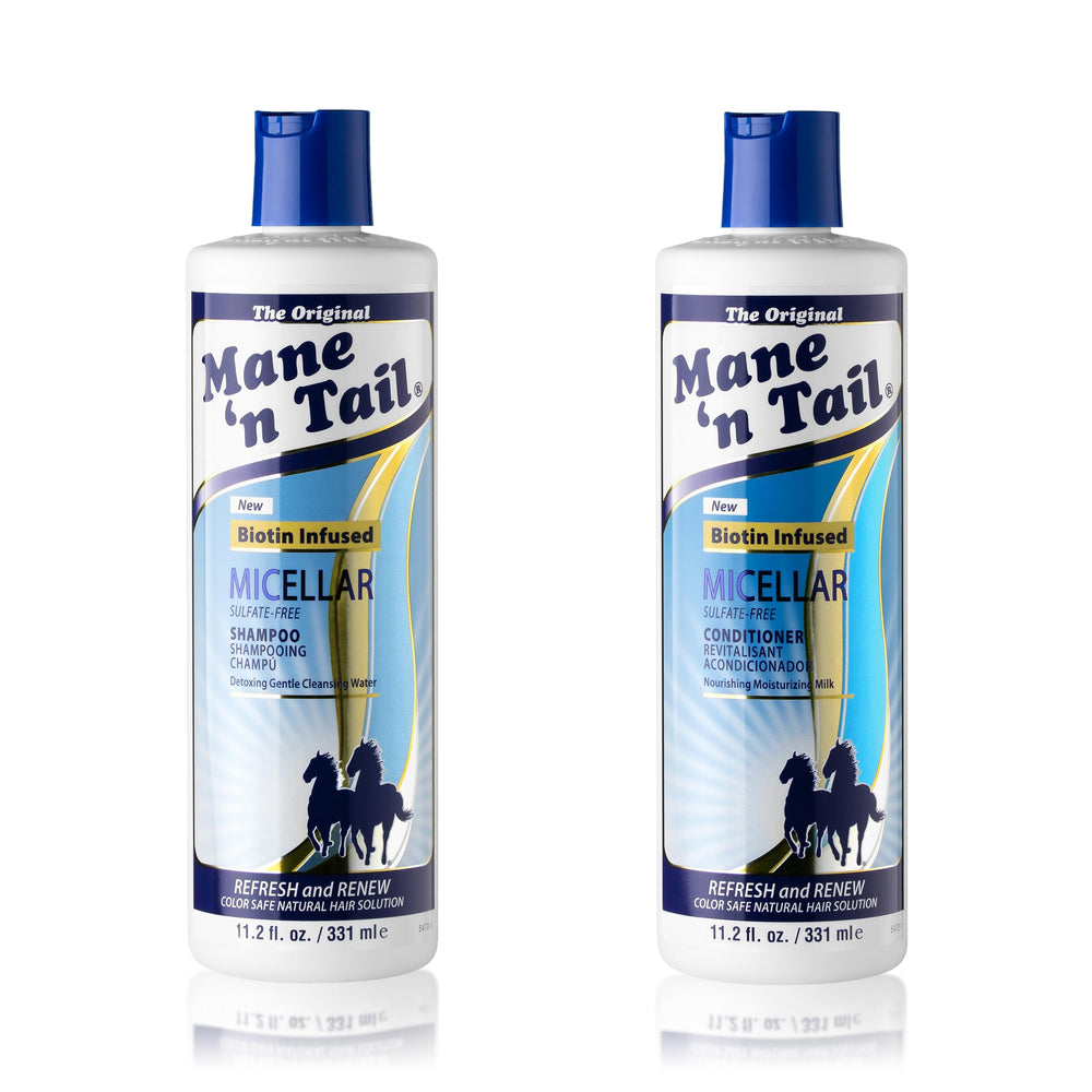 Mane 'n Tail micellar shampoo bottle front, biotin-infused cleansing for healthier-feeling hair.
