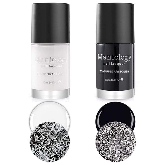 Maniology Black & White duo stamping set bottles for bold contrast