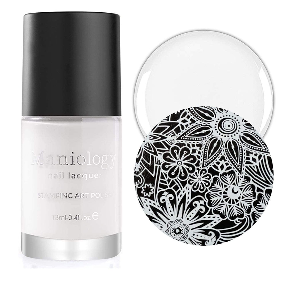 Maniology stamping polish close-up shows pigment-rich formula