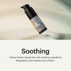 Applying MANSCAPED Face Shave Soother during routine for refreshed skin.
