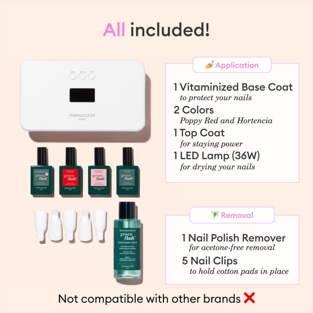 Manucurist remover clips enable quick, acetone-free removal.