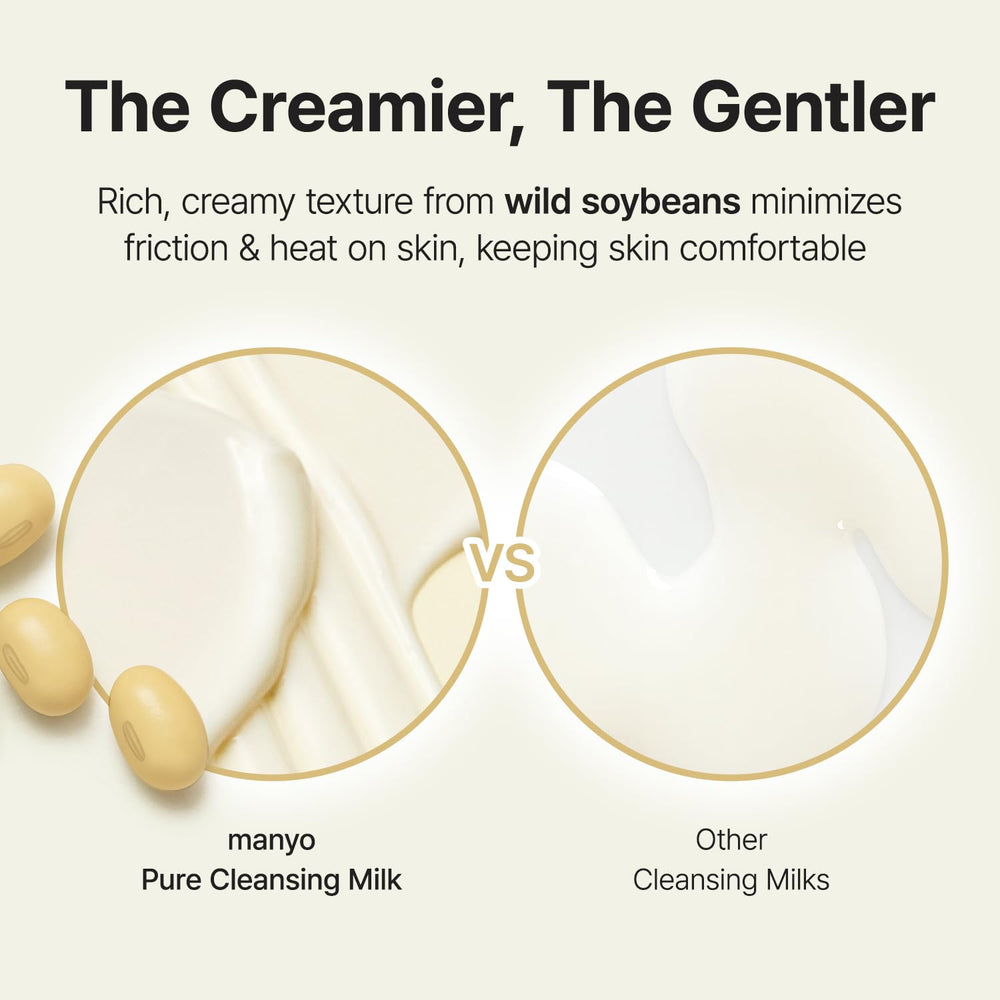 Manyo Pure Soybean Cleansing Milk emulsifies with water for easy rinse.