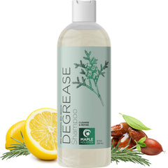 Maple Holistics clarifying shampoo bottle on white background for oil control