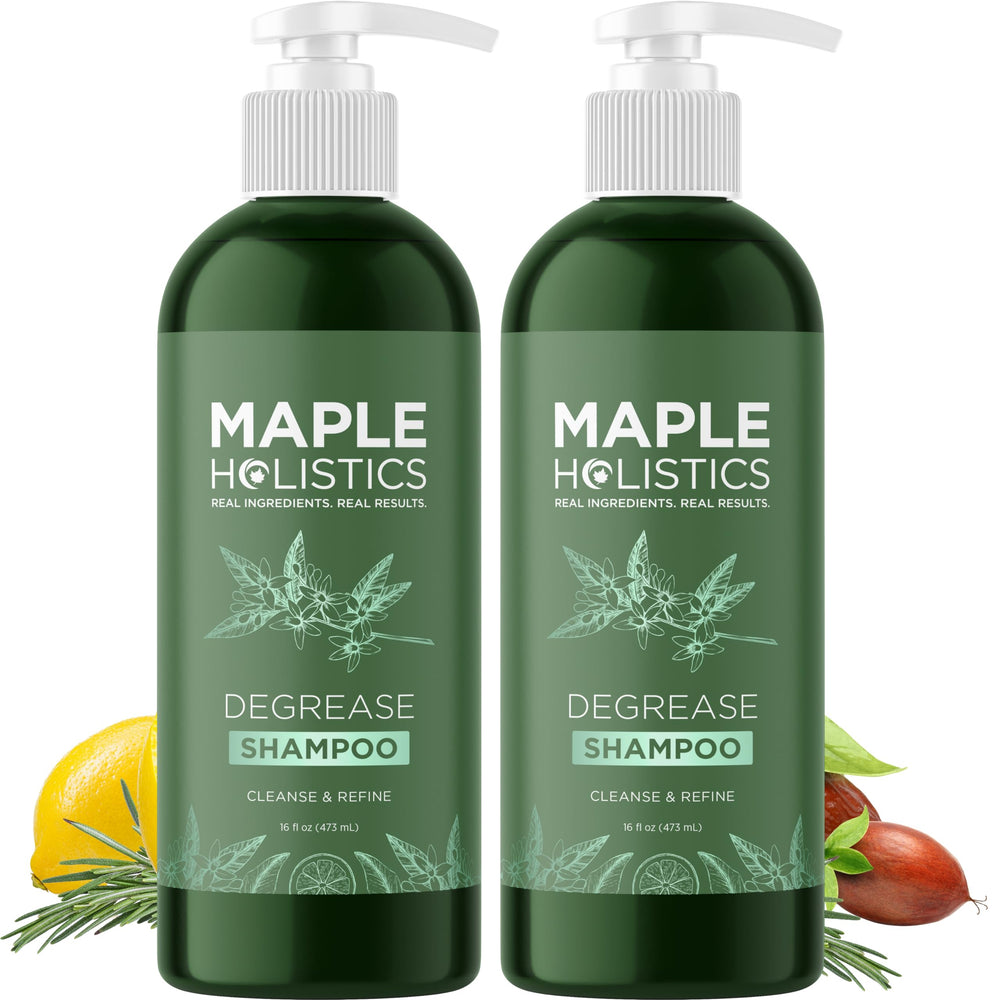 Maple Holistics Degrease Shampoo bottle emphasizes oil control and refreshing cleanse.