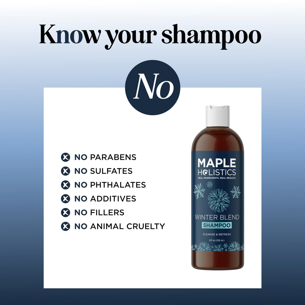Maple Holistics five mint oil blend image communicates cooling scalp care.
