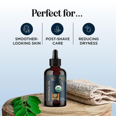 Maple Holistics Moringa oil on hands for quick facial and body moisture
