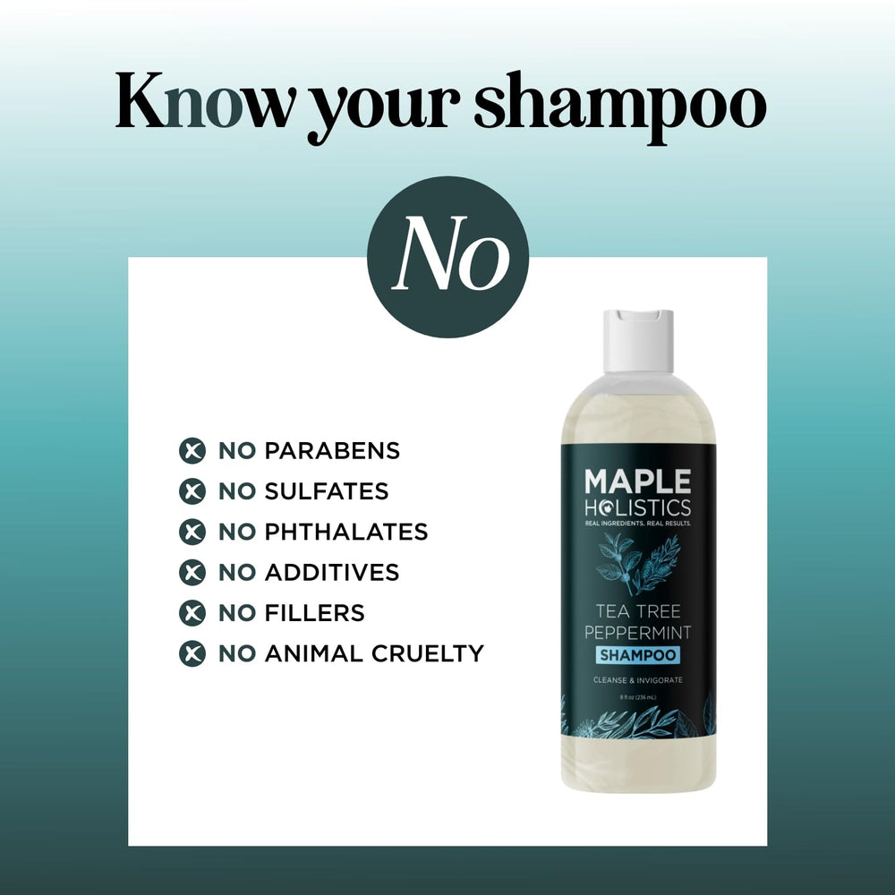 Maple Holistics rosemary tea tree mint shampoo combats flakes with cooling peppermint.