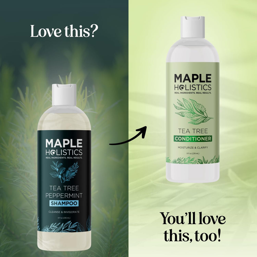 Maple Holistics rosemary tea tree mint shampoo peppermint oil cools scalp.