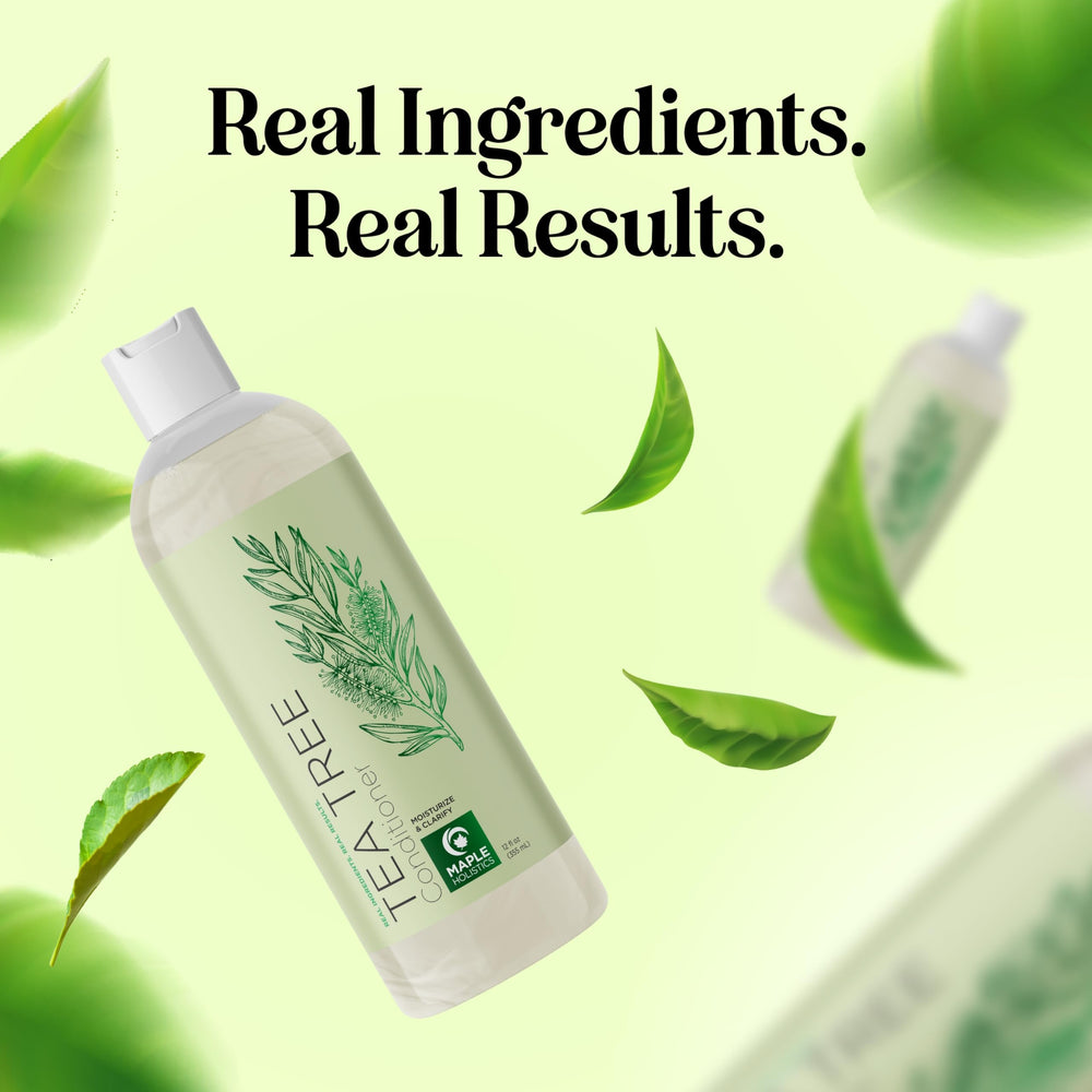 Maple Holistics Tea Tree Conditioner ingredients showcase hydrating oils for shine