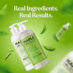 Maple Holistics Tea Tree Shampoo application closeup showing cleansing action