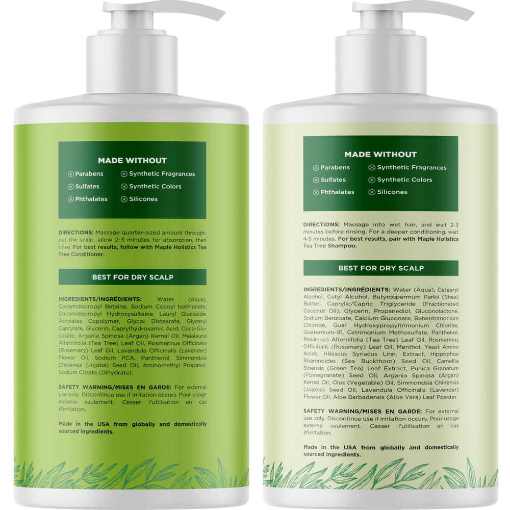 Maple Holistics Tea Tree Shampoo on oily hair close up demonstrates fresh cleanse