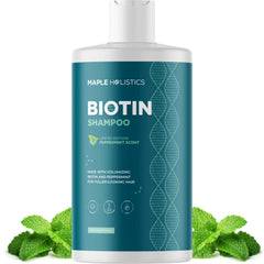 Maple Holistics volumizing biotin shampoo bottle for fuller-looking hair.