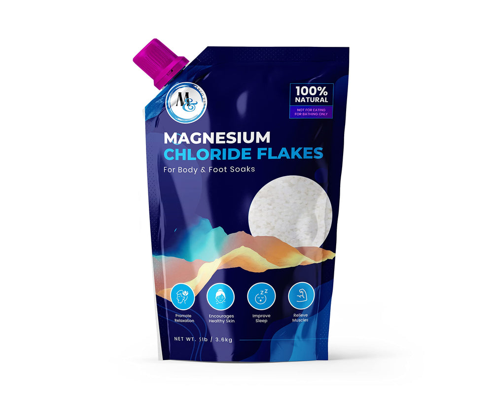 MARCO ESRA Dead Sea Magnesium Flakes in a glass jar ready for a soothing soak