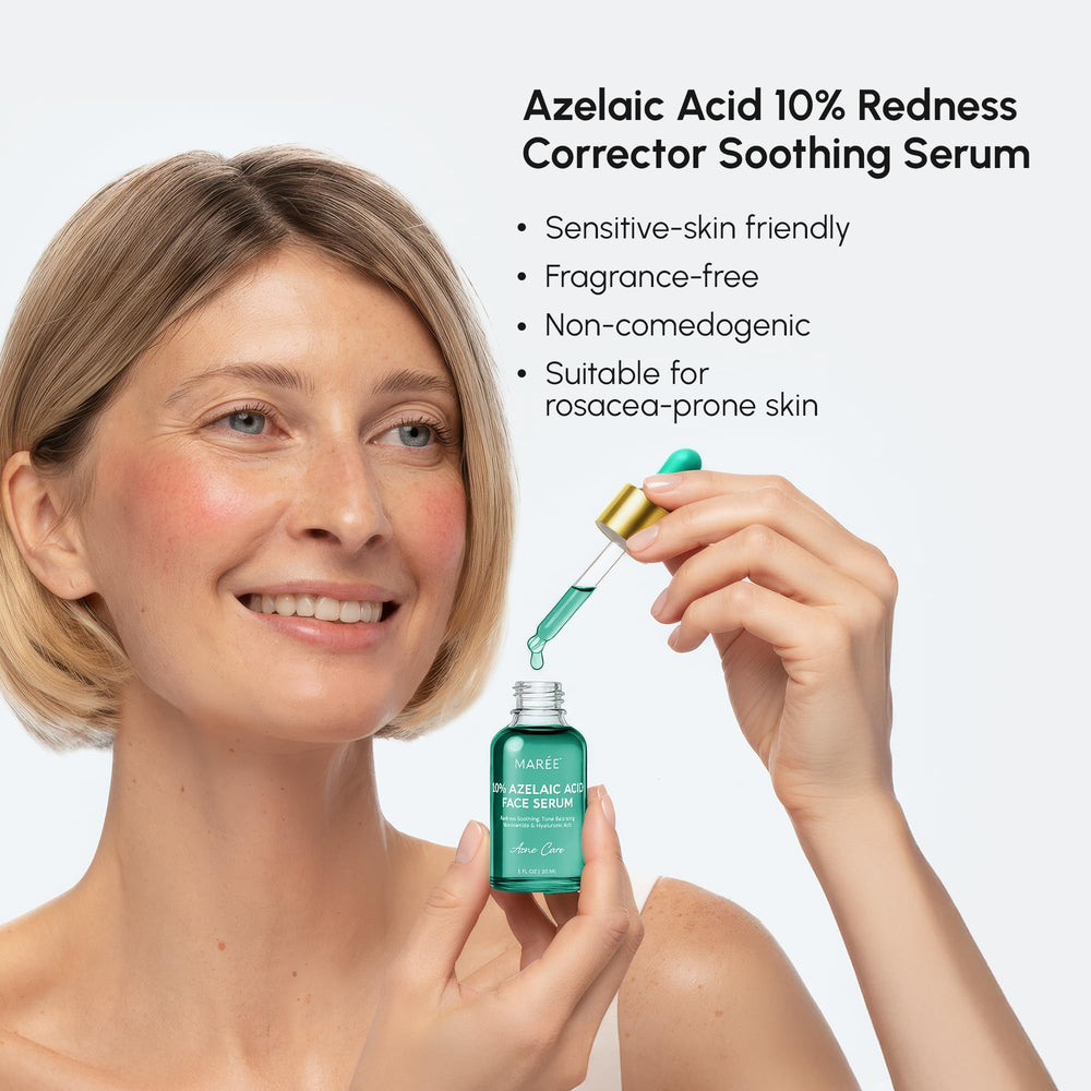 MAREE Azelaic Acid Serum droplet close-up showing a silky texture.