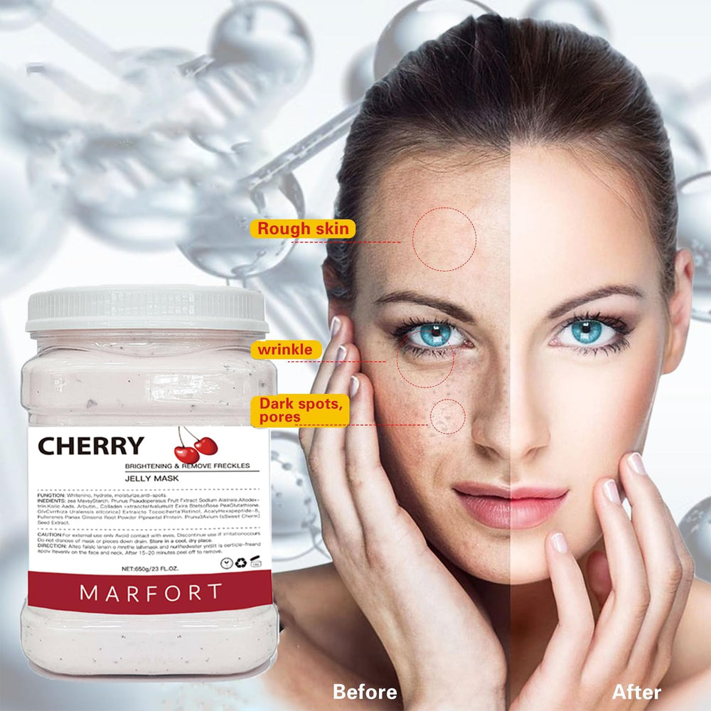 Marfort hydrogel mask glow close-up highlighting 24k gold and cherry infusion.