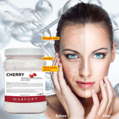 Marfort hydrogel mask glow close-up highlighting 24k gold and cherry infusion.