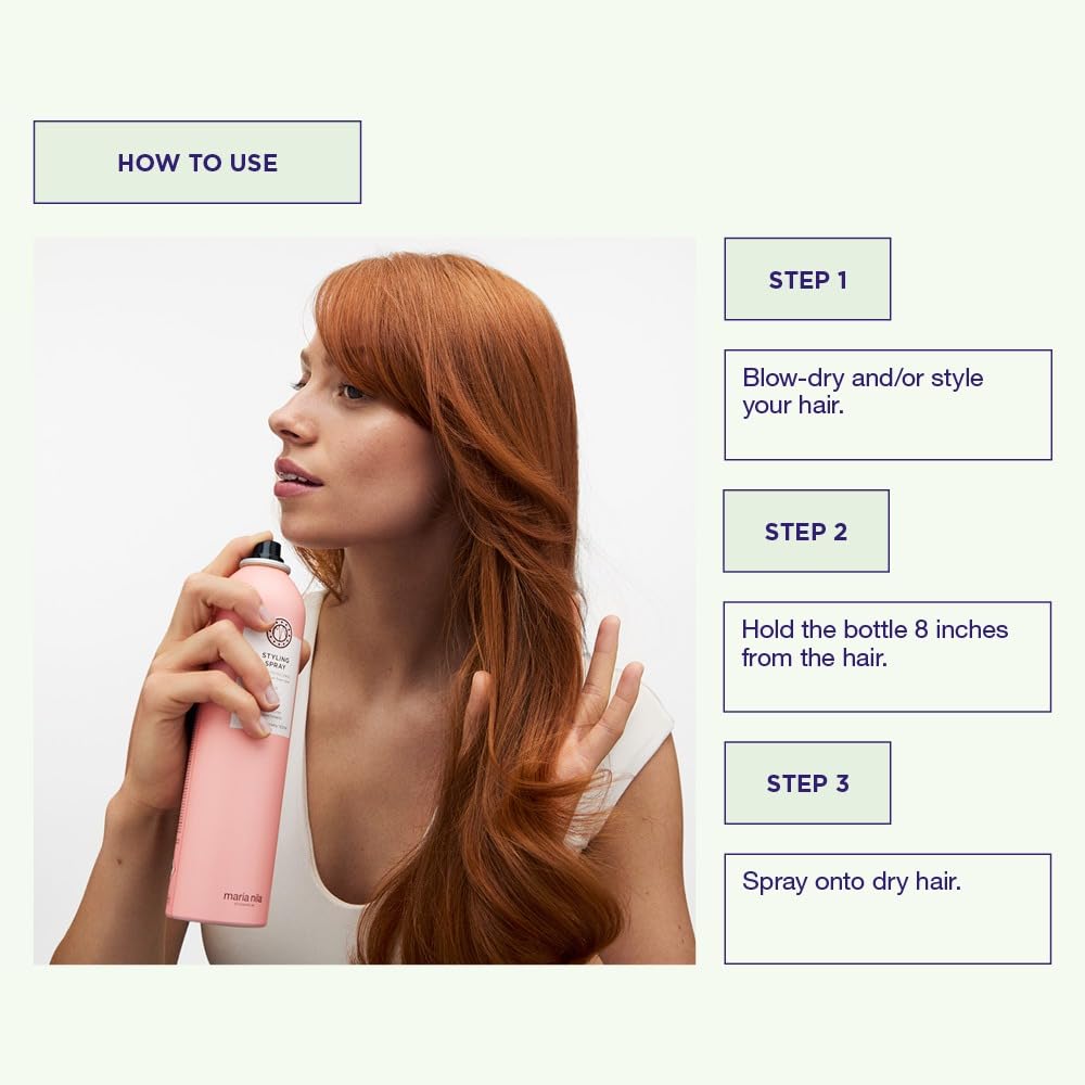 Maria Nila Styling Spray with Color Guard protecting color from UV rays.